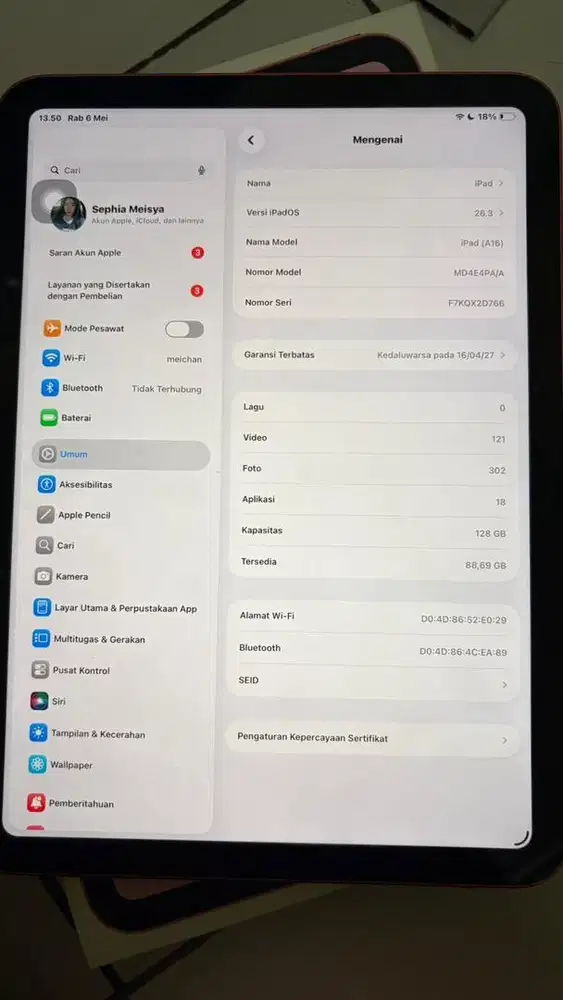 Ipad A16 128gb ex ibox