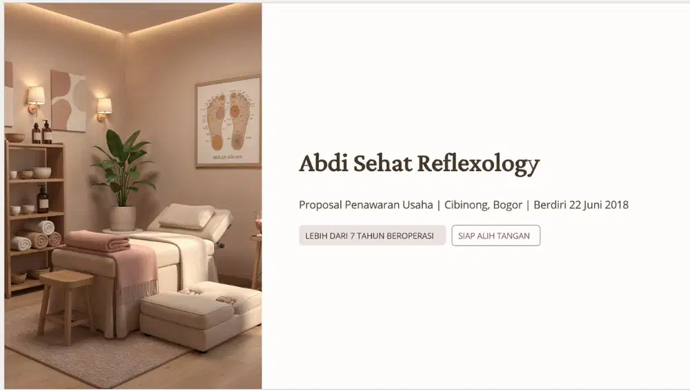 DIJUAL USAHA REFLEXOLOGY SUDAH BERJALAN 7+ TAHUN – CIBINONG, BOGOR