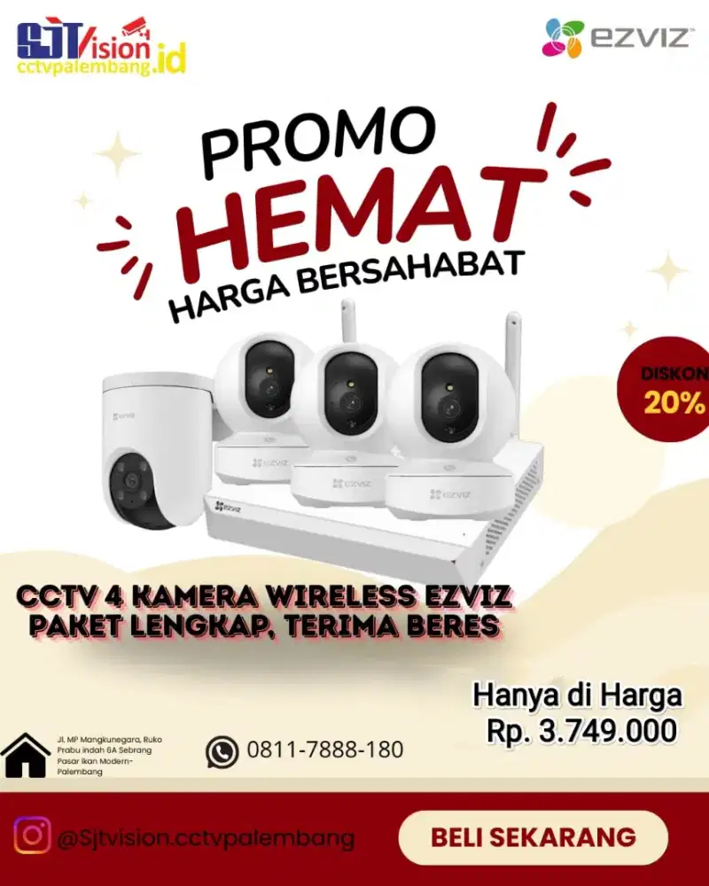Promo Paket 4 Camera Ezviz wireless Lengka Terima beresd