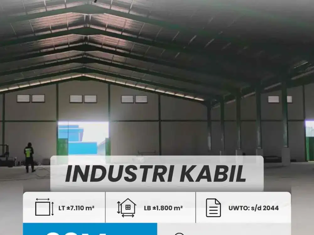 DIJUAL - GUDANG BARU KABIL, BATAM

Spesifikasi:
Luas Tanah: ±7.110 m² (45 x 158)
Luas Bangunan Gudang: ±1.800 m² (60 x 60)
Gabungan 2 Gudang jadi 1
Tinggi Gudang: ±7.5 m (bisa modif 2 lantai)
UWTO: s/d 2044
Kondisi: Baru, belum pernah dipakai

Fasilitas &