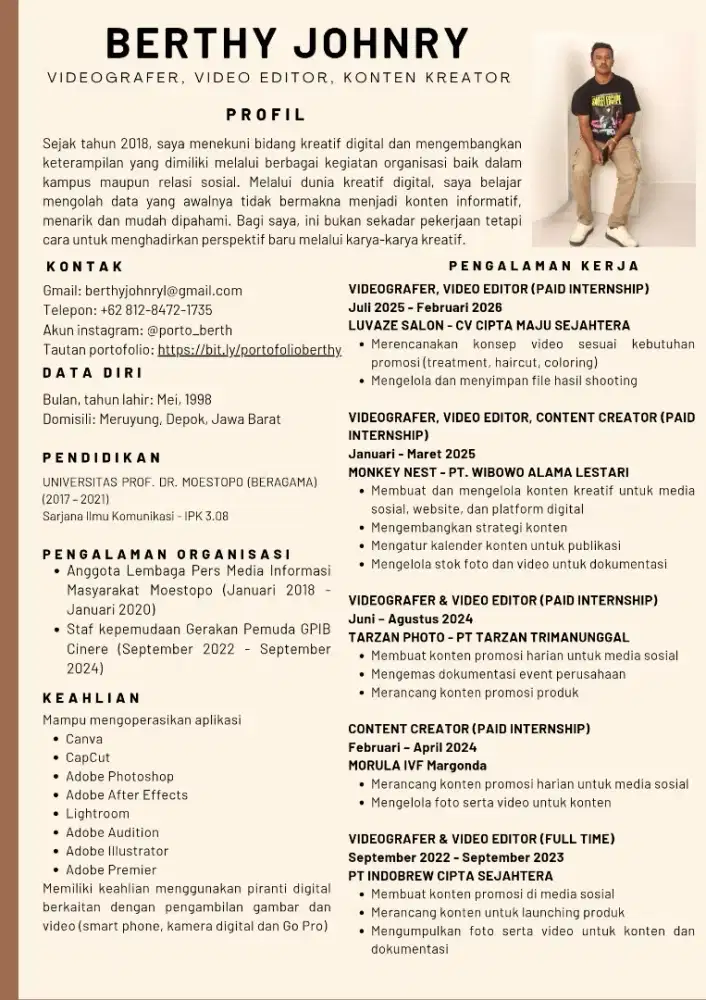 Mencari pekerjaan video editor, videografer, konten kreator
