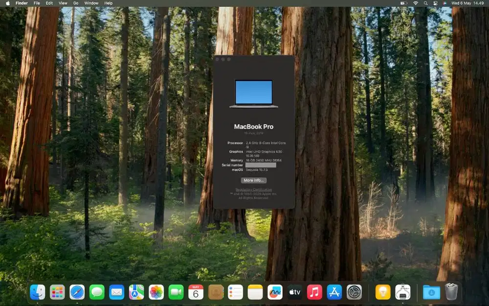 MacBook Pro 15 Inch 2019 Intel i9 16GB/256GB