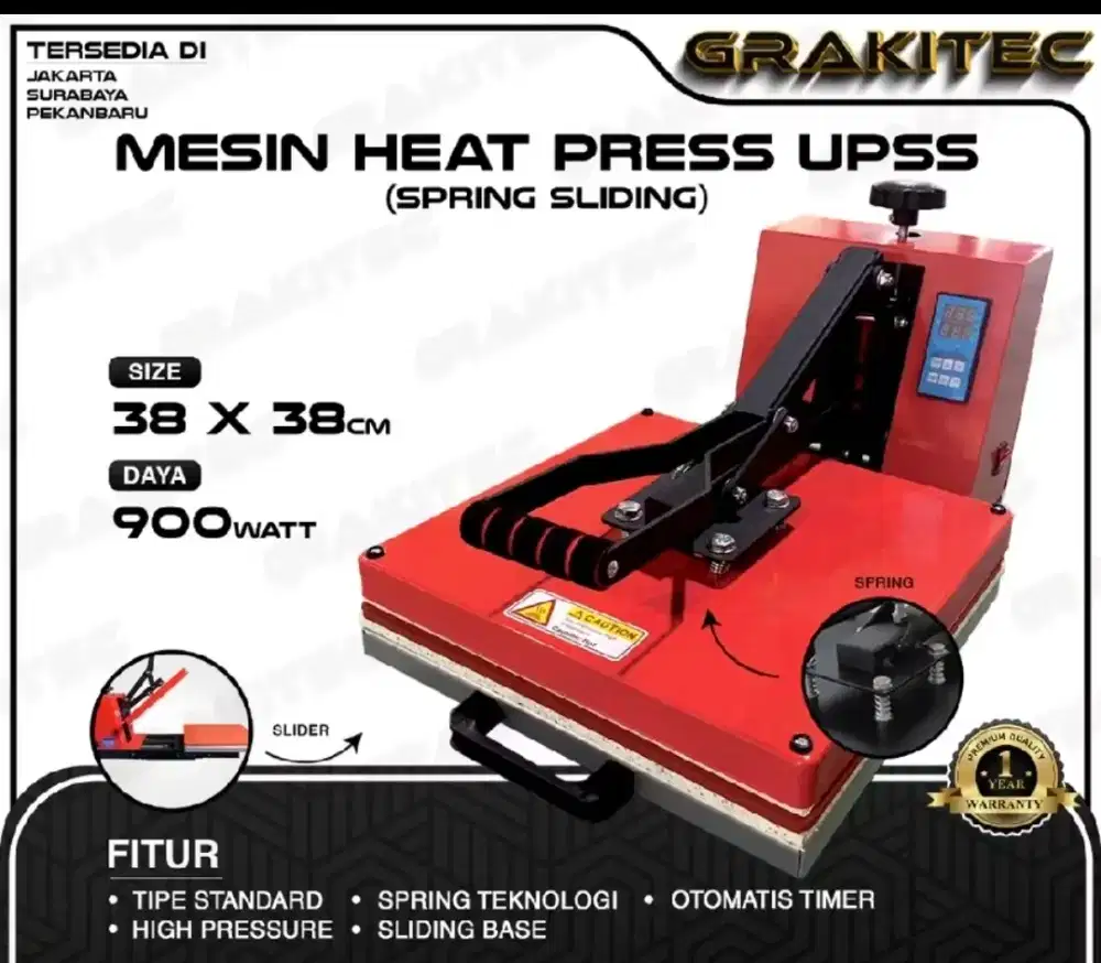 Mesin Press Sablon UPSS 38 x 38 CM | Spring Sliding Base