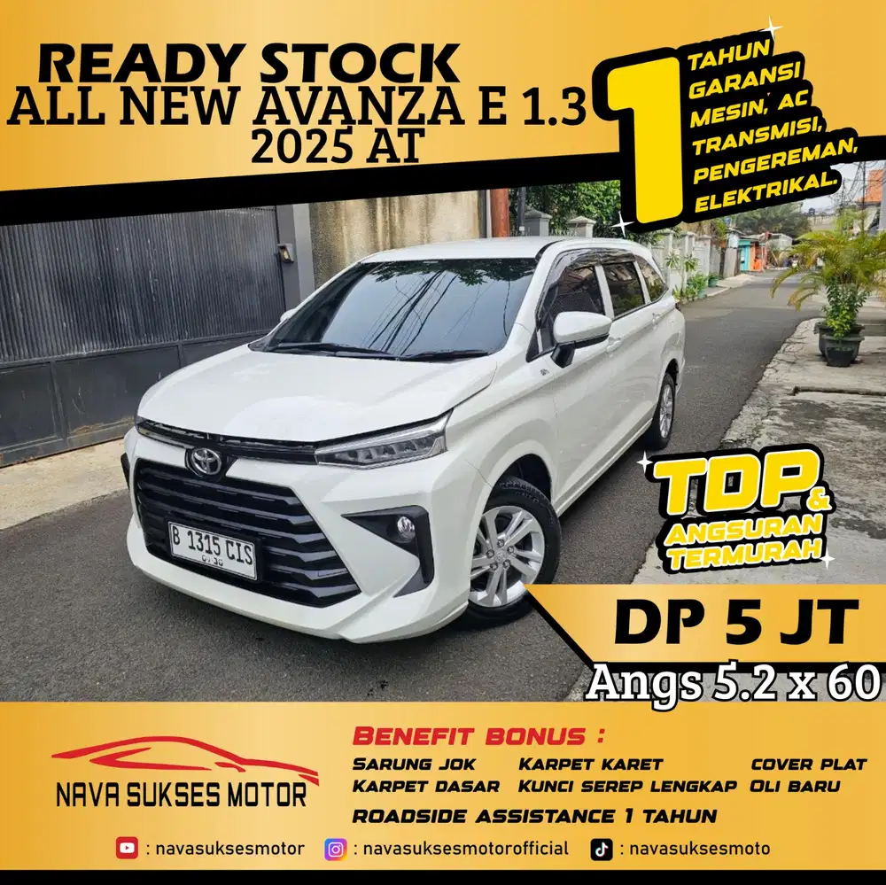 TDP 5Jt Angs Termurah All New Avanza E 2025 Matic Putih Low Km LikeNew