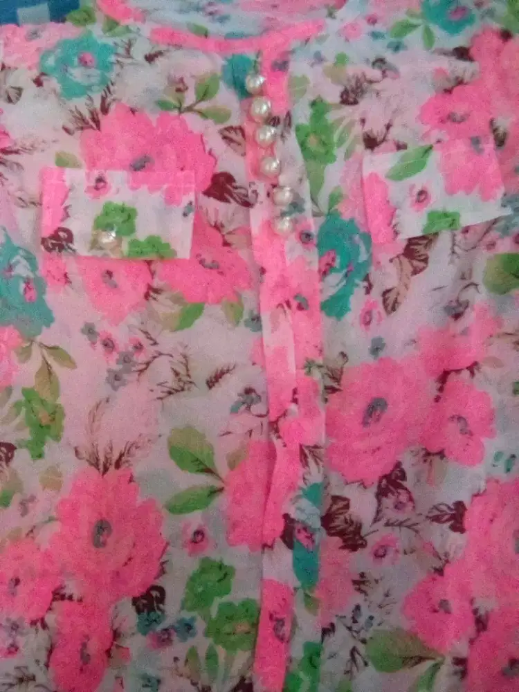 Baju pink flower pearl