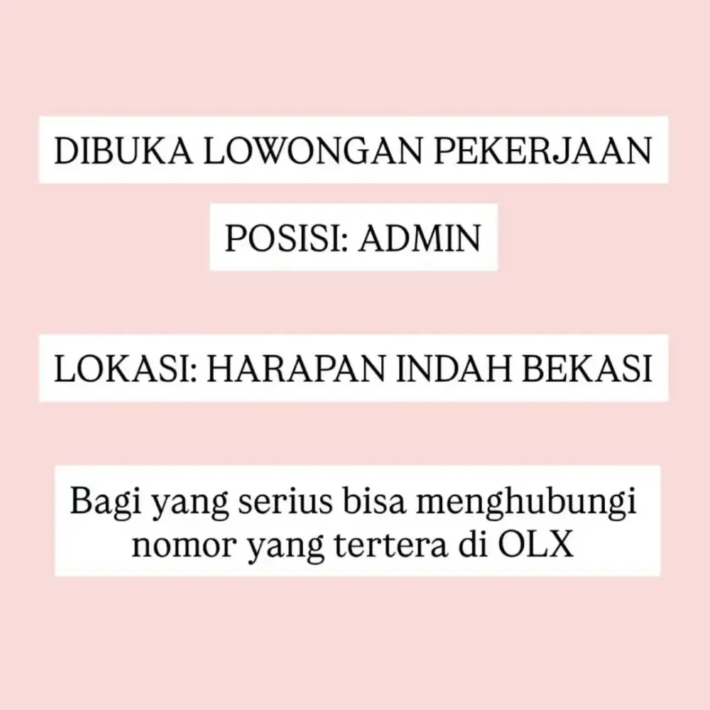 LOWONGAN PEKERJAAN ADMIN STUDIO LOKASI HARAPAN INDAH