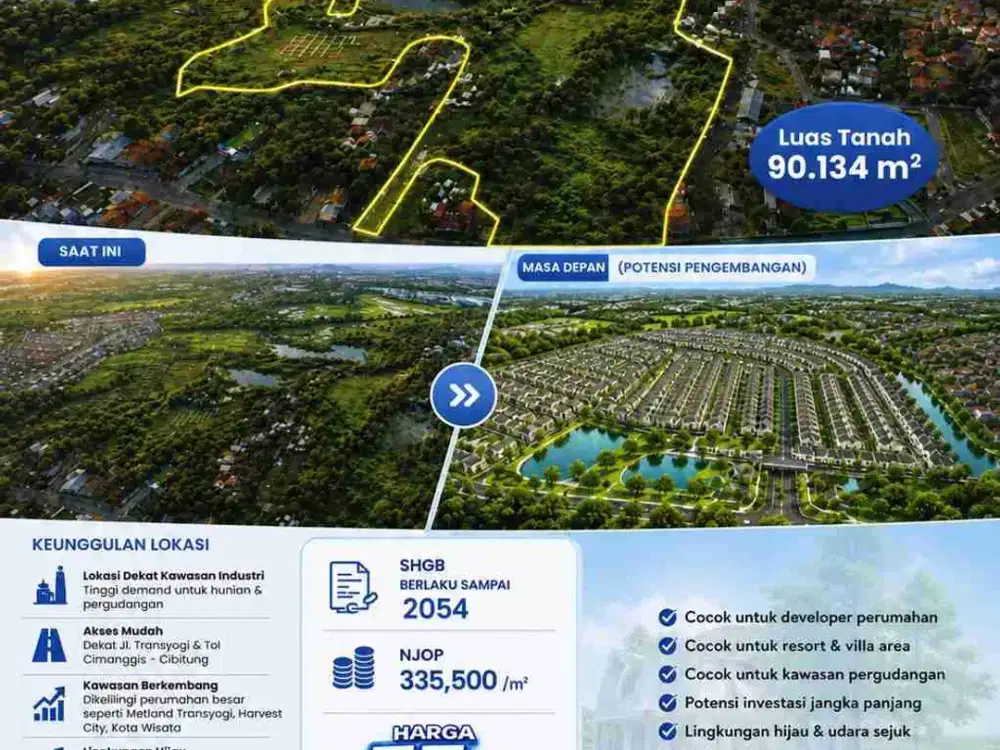 Dijual Tanah Cileungsi Bogor ada danau di dalamnya!!!