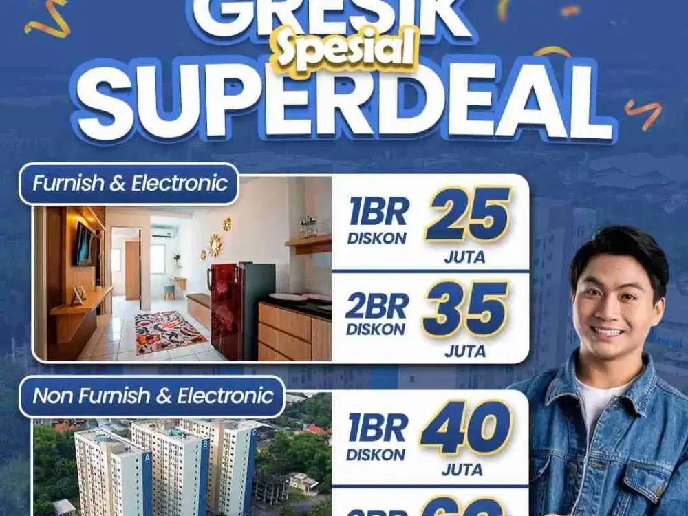 Cash Dicicil 6X Hanya Rp.100 Jutaan Sudah Bisa Miliki Apartemen Di Gunawangsa Gresik