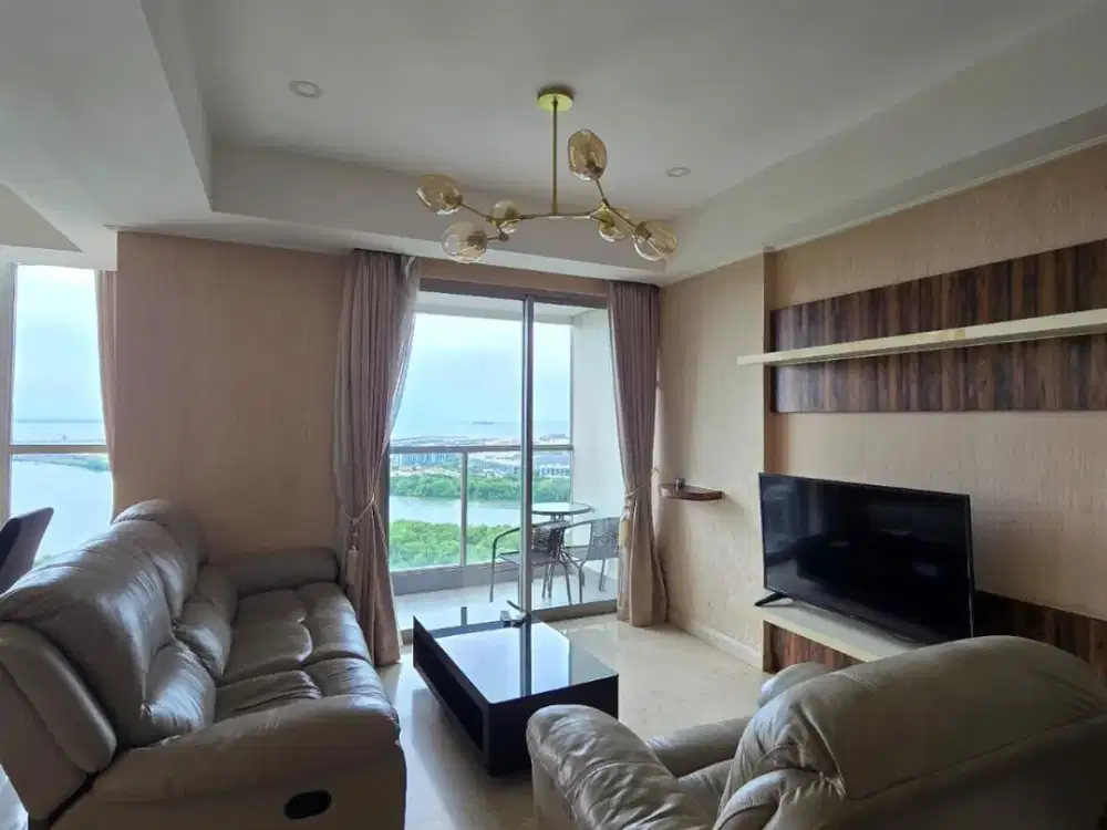 Sewa cepat Apartemen Gold coast luas 113m renov jadi 2BR Furnish Sea view