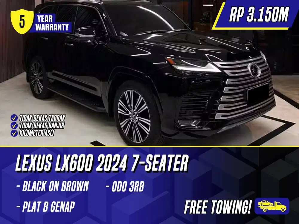 Lexus LX600 2024 7 Seater Black on Brown Hitam LX 600