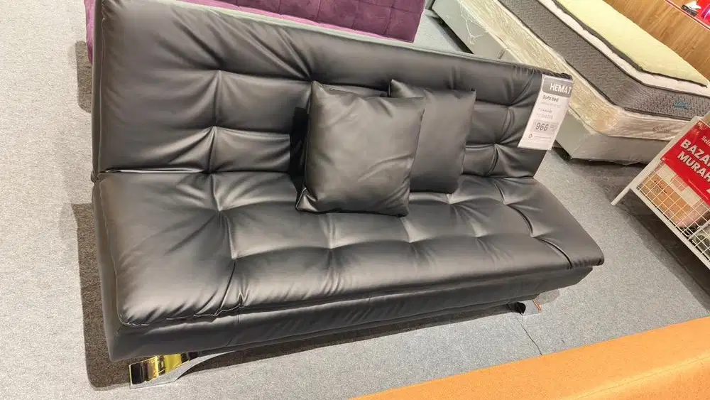 Sofabed Kulit Double Topper Kaki Besi