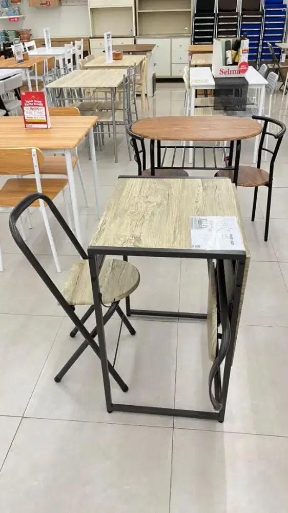 Selma Lazio Set Meja Makan Lipat 2 Kursi - Cokelat
