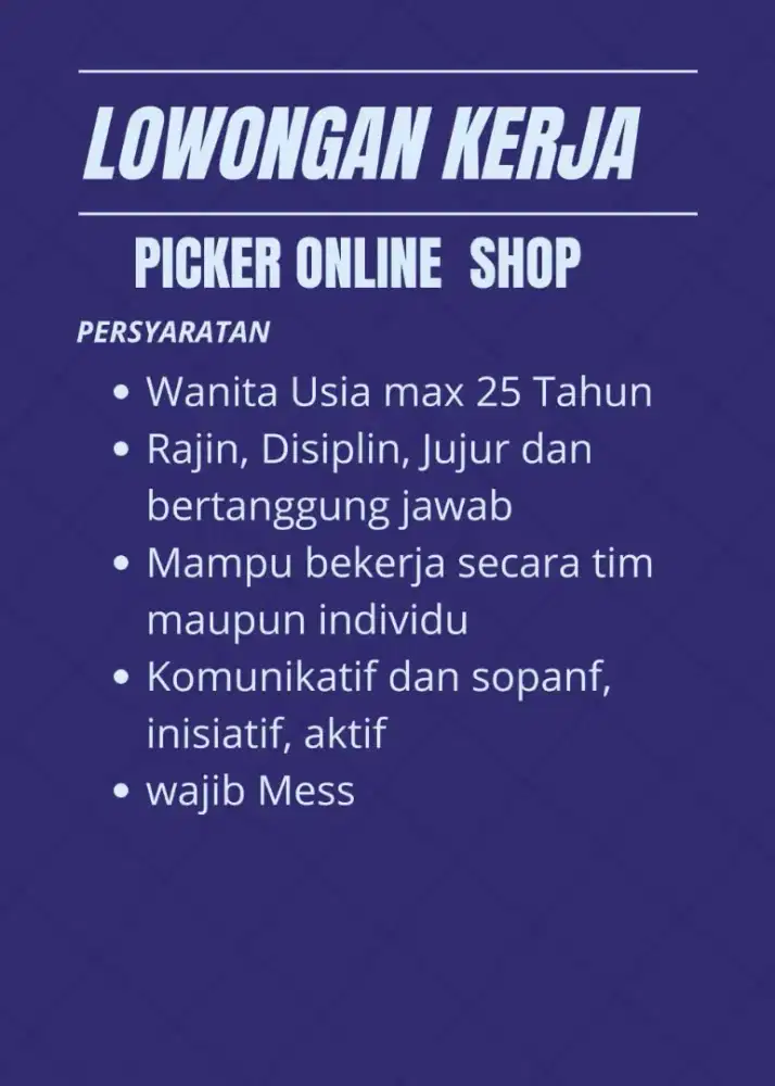 LOWONGAN PIKER ONLINE SHOP ( ambil resi)
