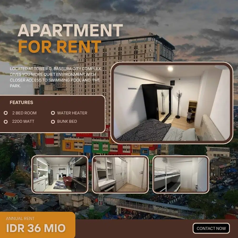 (Promo) Disewakan Apt Strategis di Bassura City Cocok untuk Keluarga