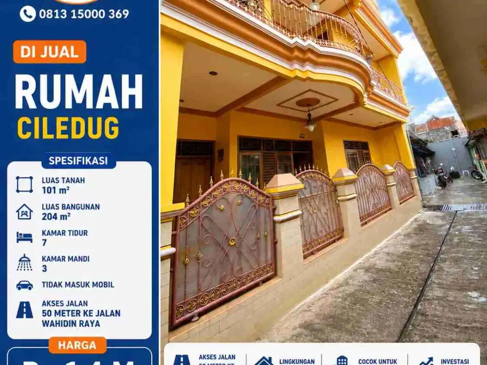 Jual cepat,nego! Rumah 2¼LT belakang rs sari asih ciledug tangerang