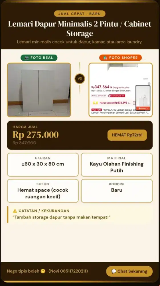 Kabinet serbaguna 2 pintu