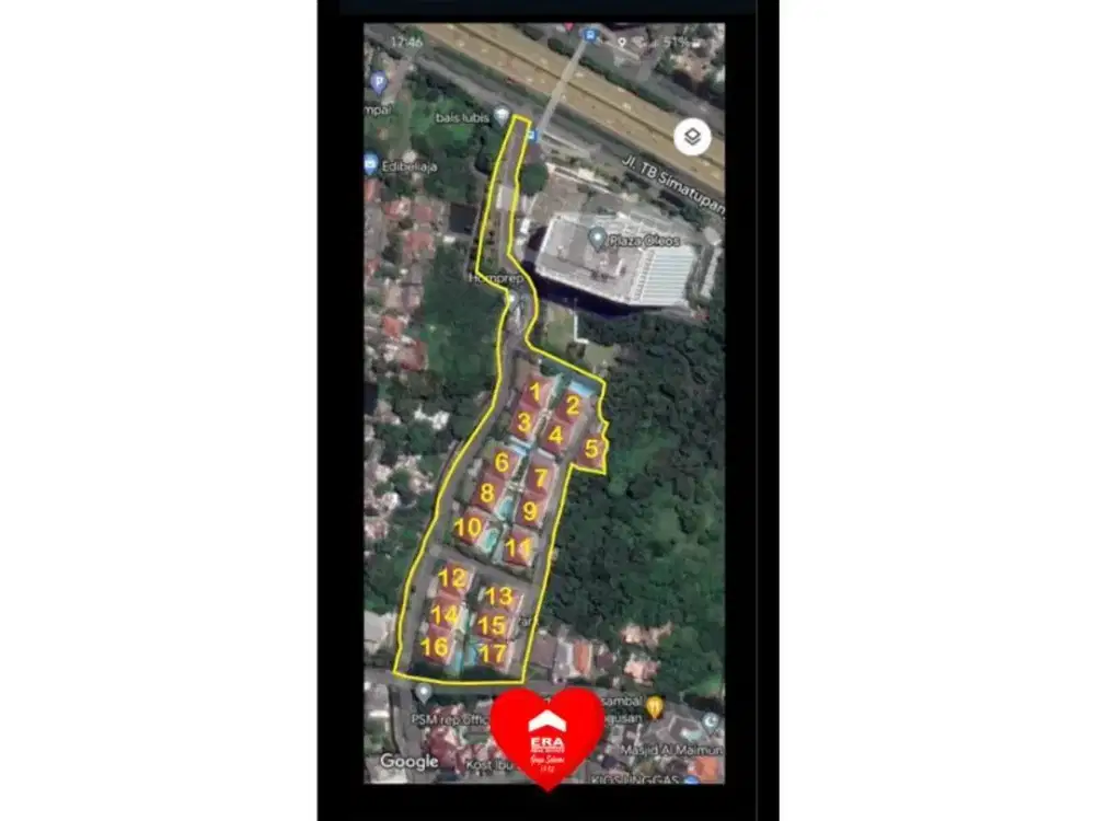 Tanah dengan 17 Rumah Mewah di Jl Tb Simatupang Jakarta Selatan