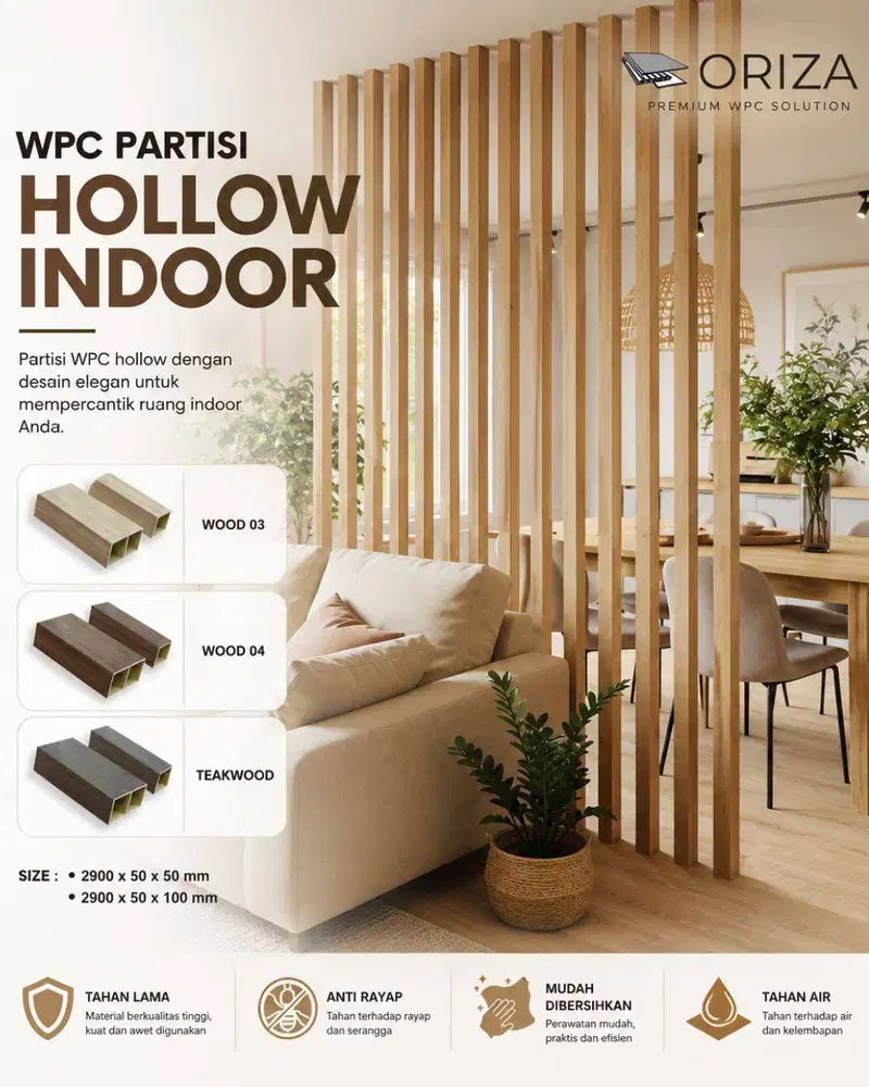 WPC PARTISI HOLLOW INDOR ORIZA SERIES | Kisi Kisi Ruangan | Partisi