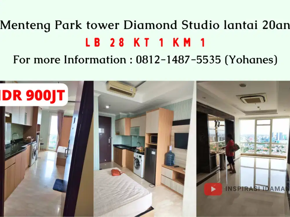 Menteng Park tower Diamond Studio 1BR lantai 20an