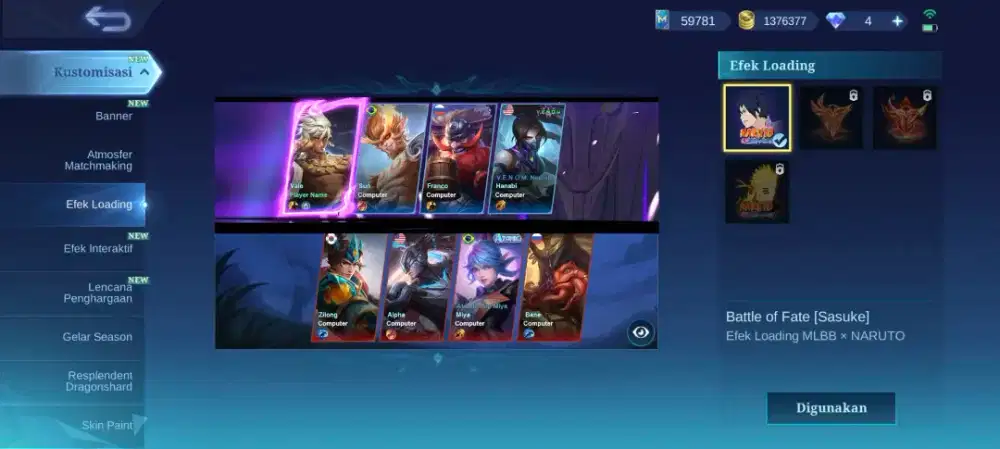 Dijual Akun Mobile Legend ex IMO skin collector