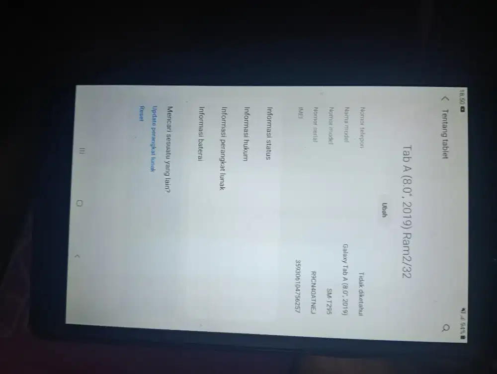 Samsung tab A8 ram 2/32 ada dus