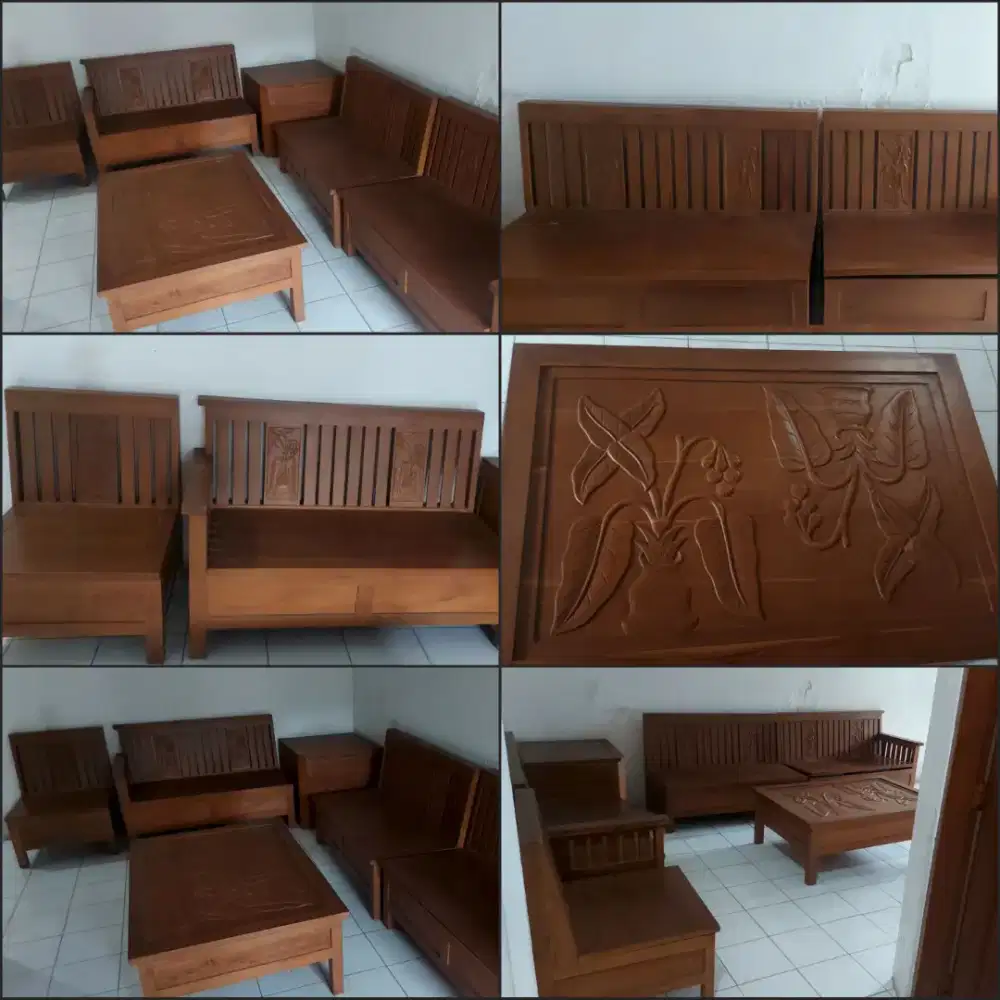 Meja Kursi Tamu Kayu Set Minimalis