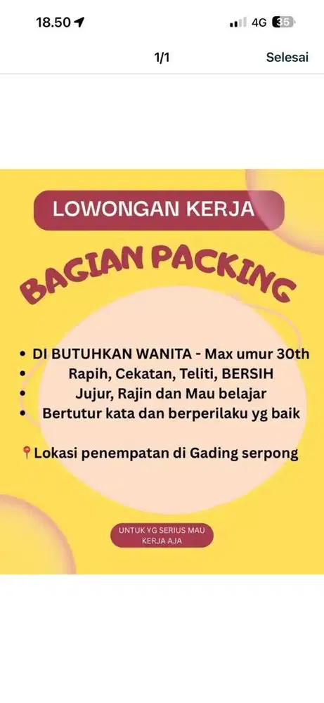 DIBUTUHKAN KARYAWAN PACKING