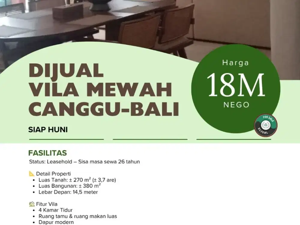 Dijual  vila Mewah  Canggu-bali