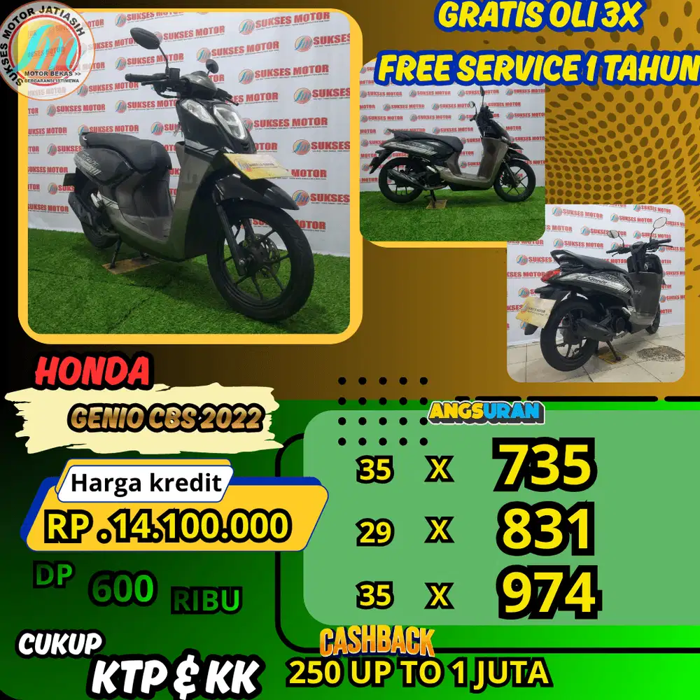 HONDA GENIO CBS 2022 DP & ANGSURAN TERMURAH SYRT KTP&KK(SUKSESMOTOR)