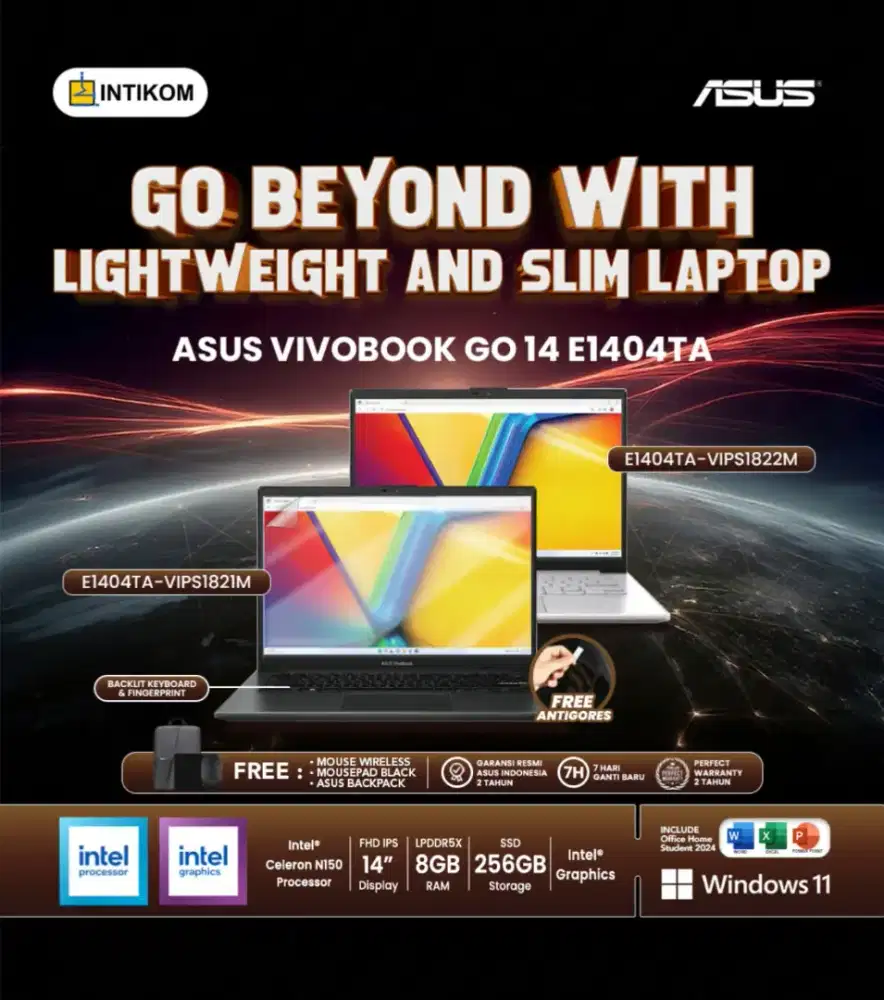 LAPTOP ASUS VIVOBOOK GO 14 E1404TA - PROMO CICILAN BUNGA RINGAN