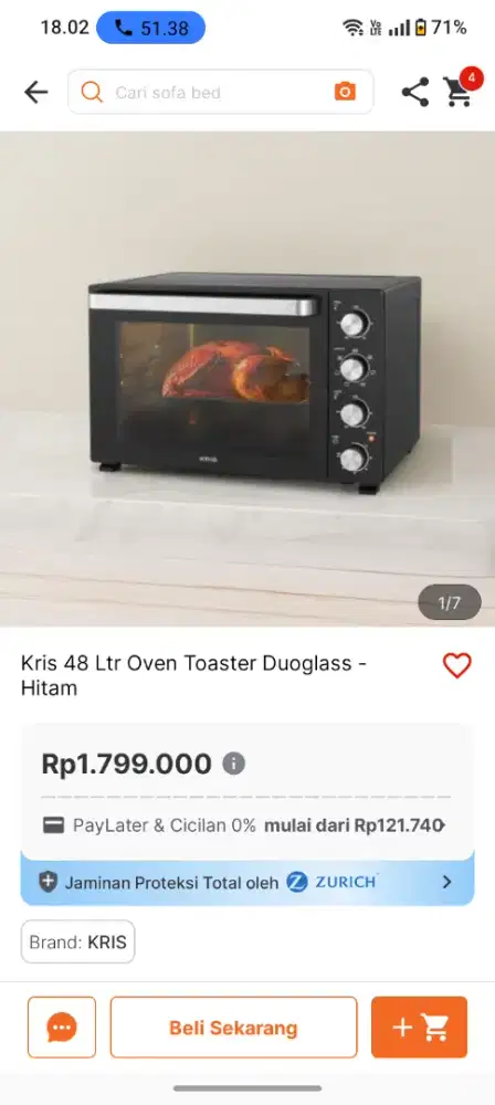 Oven 48L Merk Kris (ada garansi official azko)