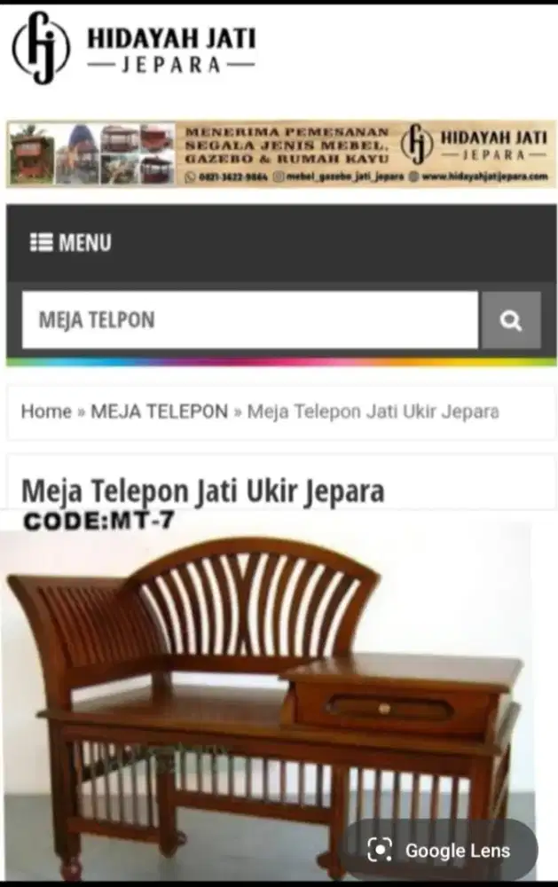 Meja/ kursi telpon jati minimalis