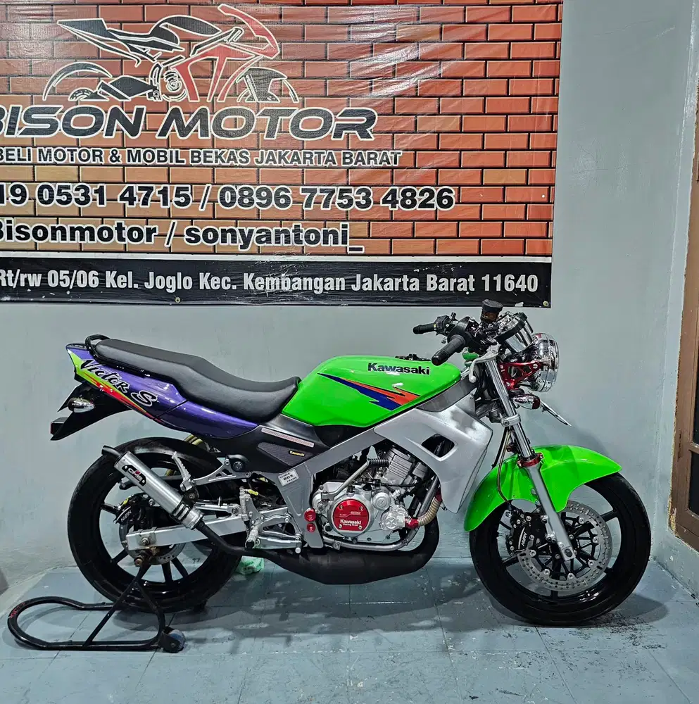 MODIF HEDON ! KAWASAKI NINJA KISS R VICTOR S 2 TAK TH 2004 BIRU HIJAU