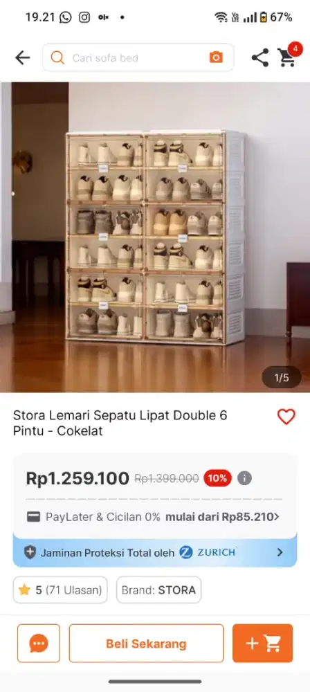 Rak sepatu 6 pintu, bisa dilipat