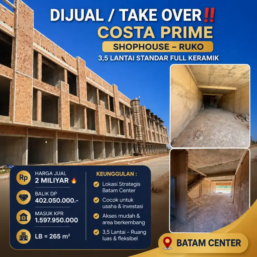 Ruko 3.5 lantai costa prime 2milyar