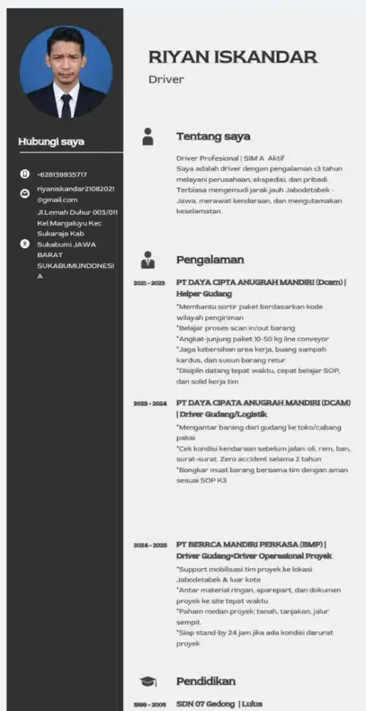 Mencari pekerjaan driver/supir