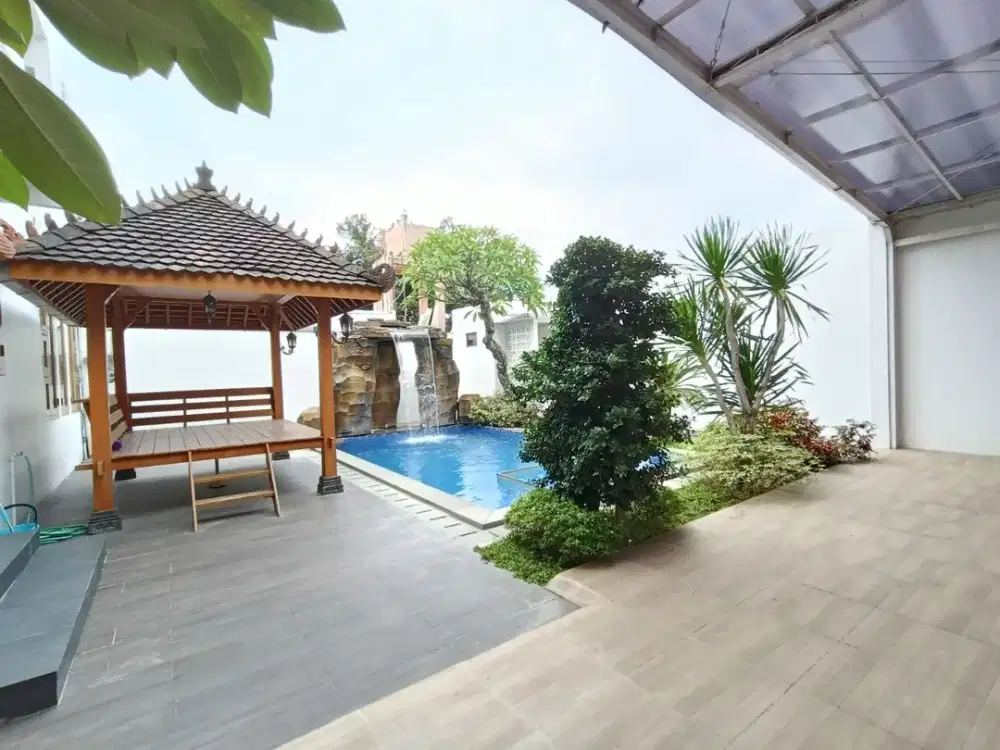 Rumah luas 777m private pool & full furnished dekat bandara S