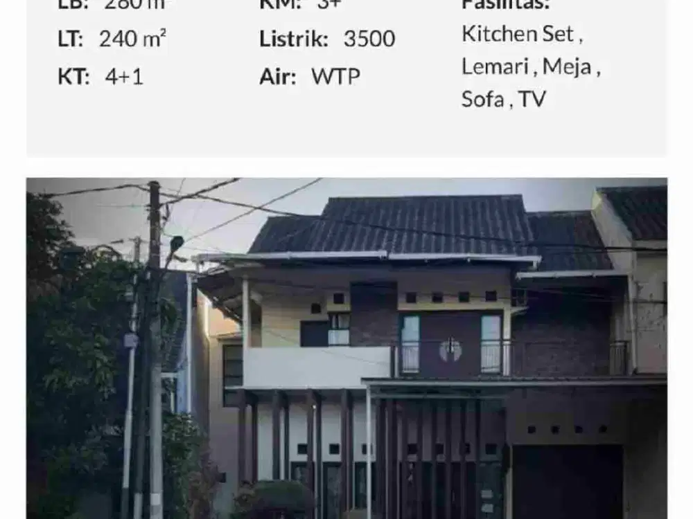rumah di Perumahan Wika, lokasi strategis dan nyaman.
Keunggulan lokasi: • Dekat kolam renang
• Dekat masjid
• Akses mudah ke area sekitar
Harga turun dari Rp2,1 M menjadi Rp1,95 M