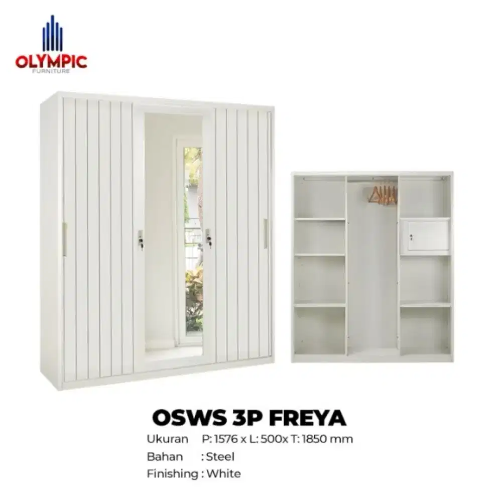 Lemari Besi 3 Pintu Sliding Olymsteel OSWS 3P series (Ars)