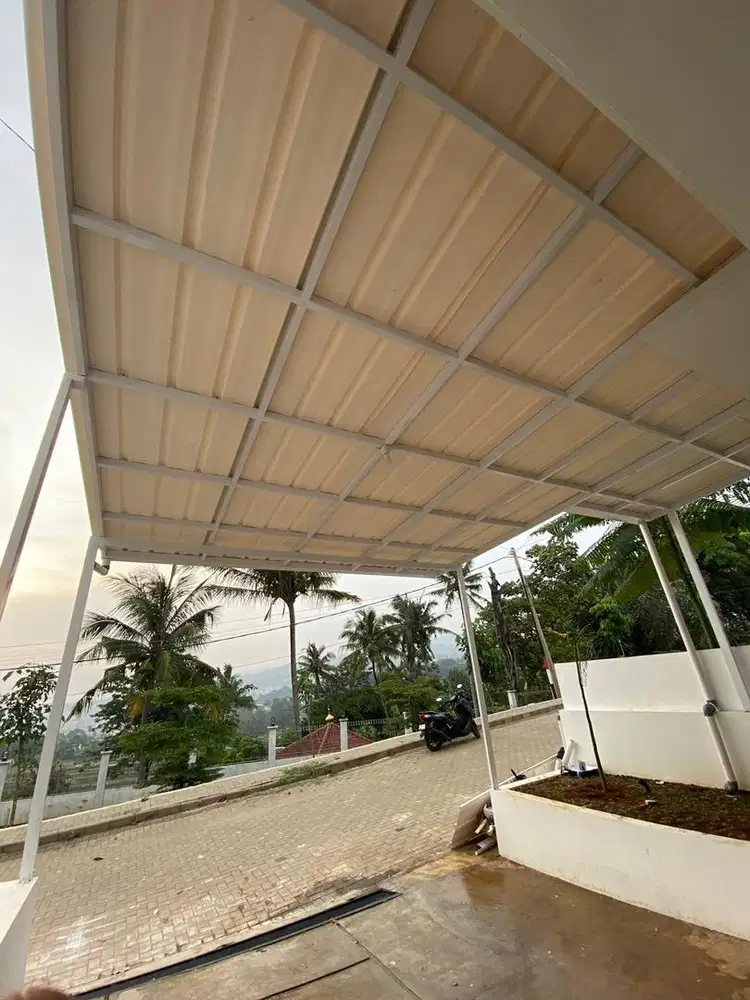 Kanopi besi hollow atap alderon single layer