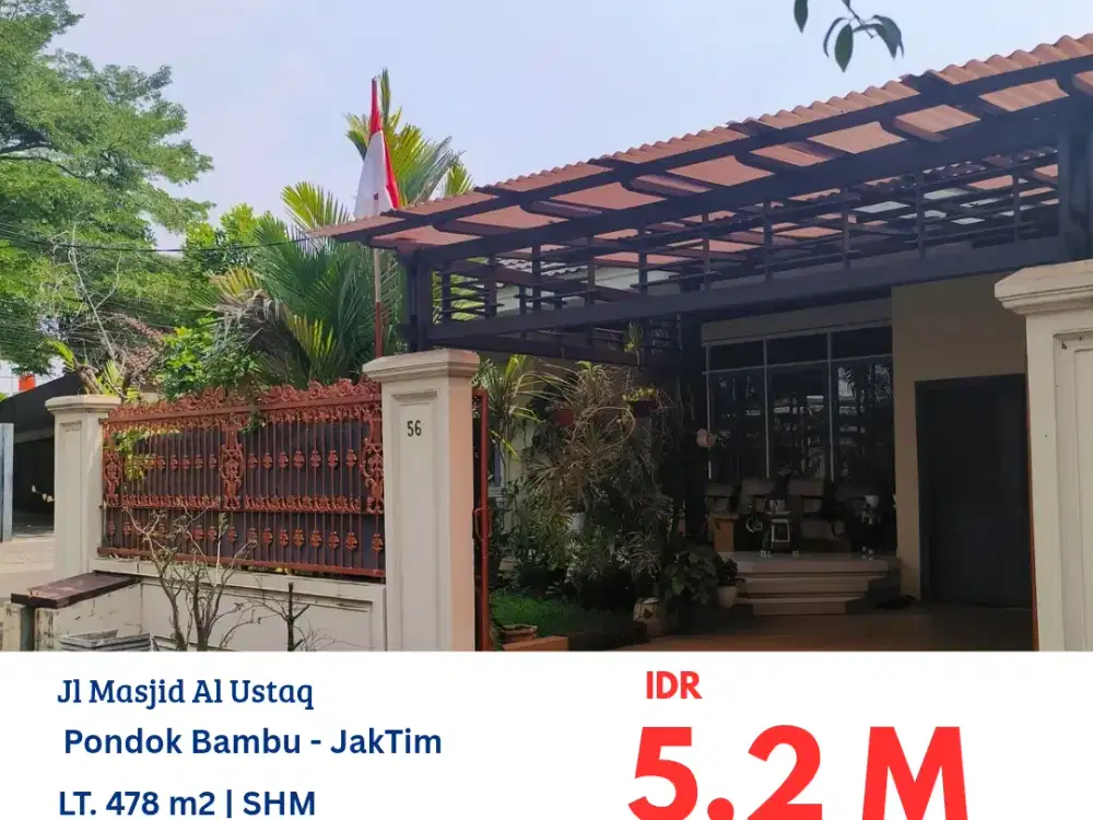 HFN0317 rumah bagus HOOK 1 lantai masih dihuni di daerah Pondok Bambu, Duren Sawit, Jakarta Timur