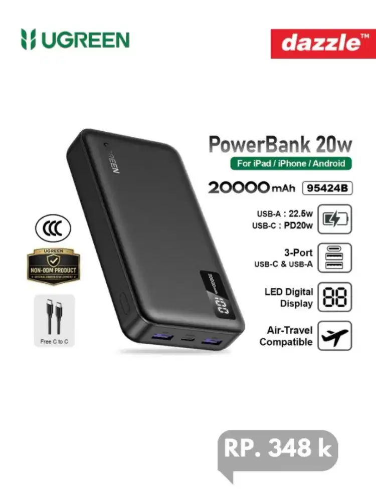 Powerbank 20K mAh 20W fast charger ugreen
