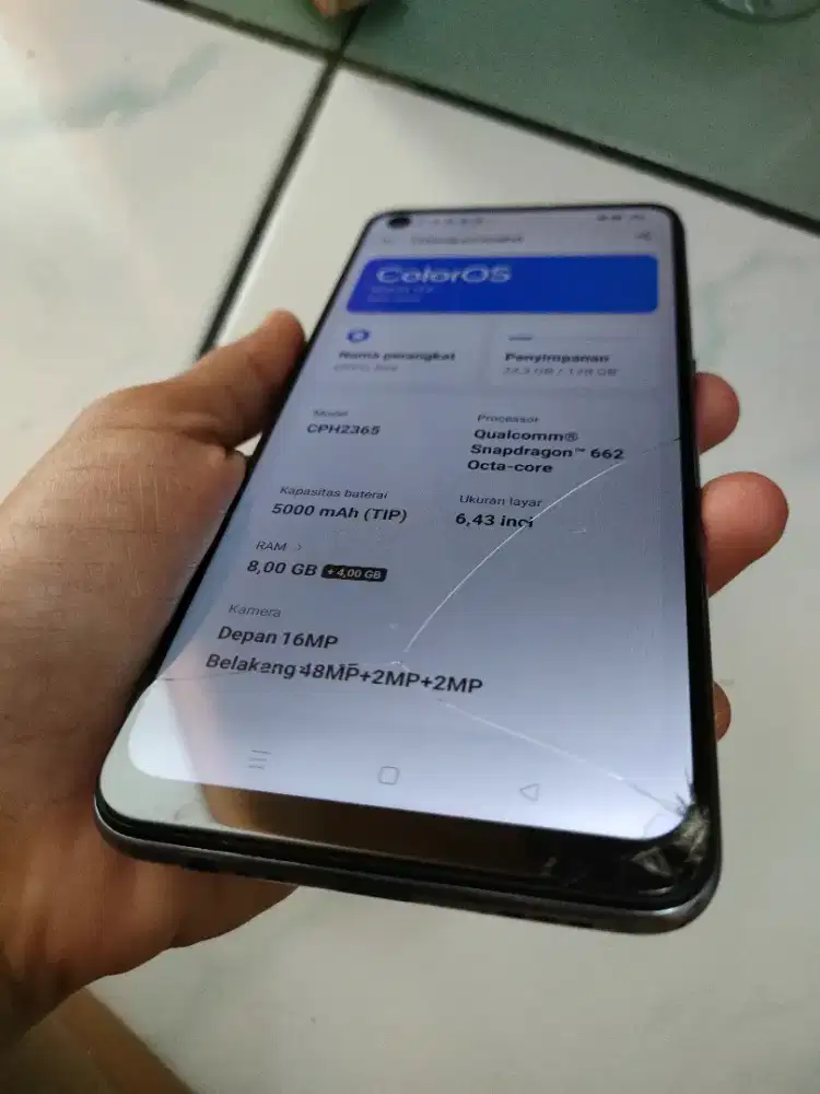 Oppo a95 8/128 minus tc retak