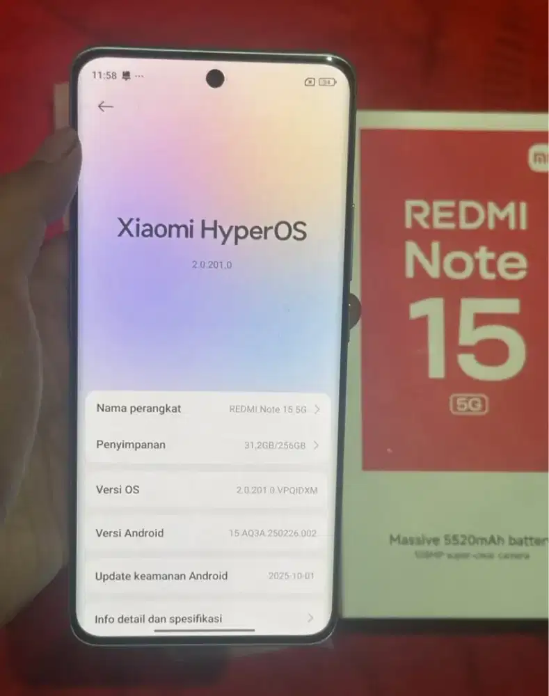 Redmi note 15 5g ram 8 256 gan  3.8 net gan