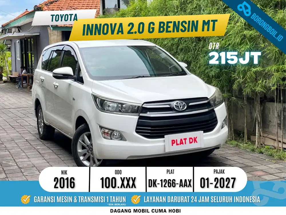 TOYOTA INNOVA G 2.0 MT 2016 PUTIH