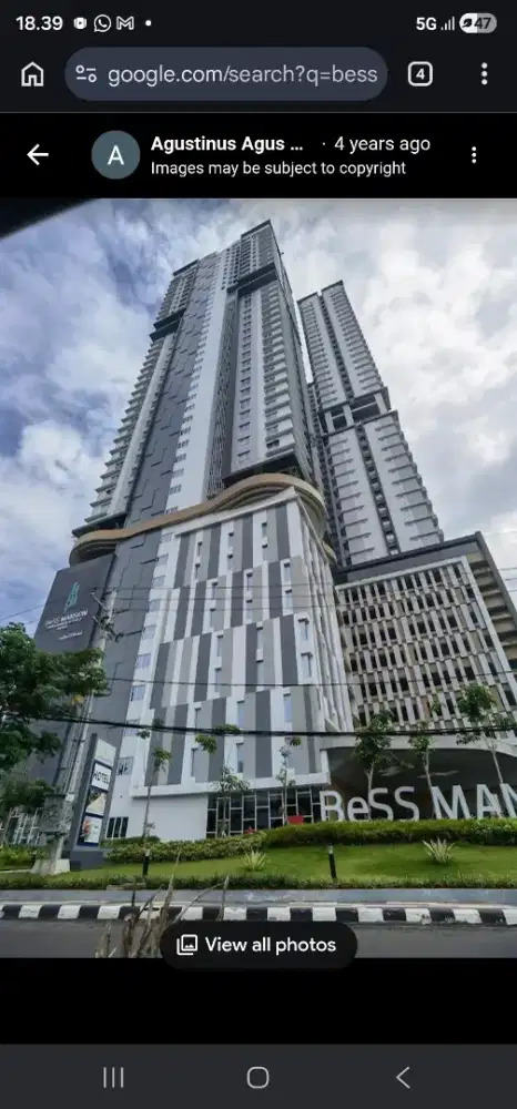 Dijual / Oper Kredit Apartemen di Bess Mension, posisi pojok, Lt 10