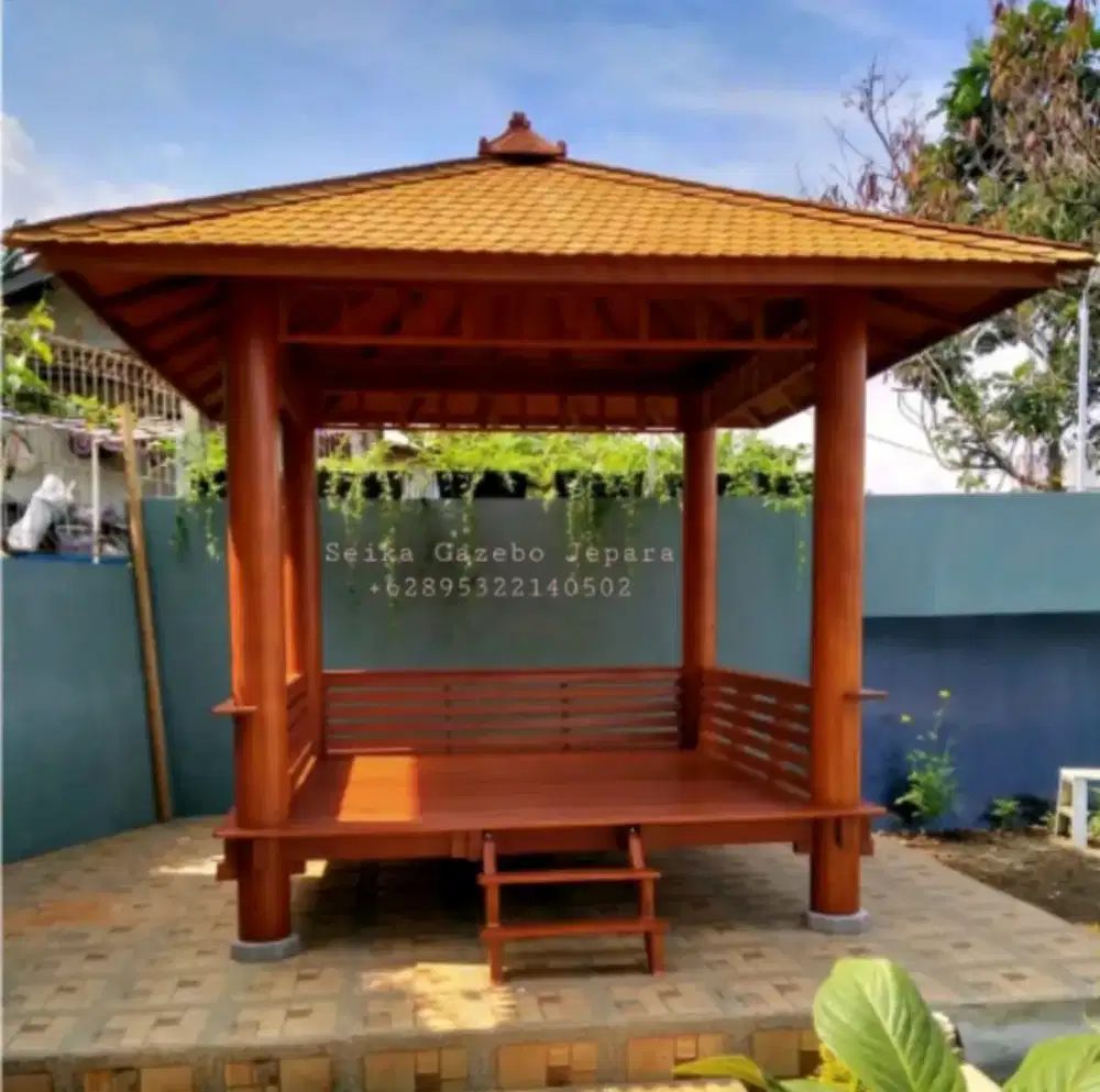 GAZEBO KAYU GLUGU 2,5X2,5 MINIMALIS KOKOH DAN BERKUALITAS