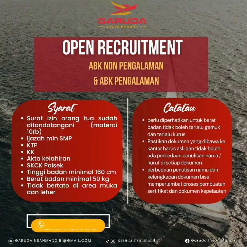 open recruitmen ABK kapal perikanan luar negri
