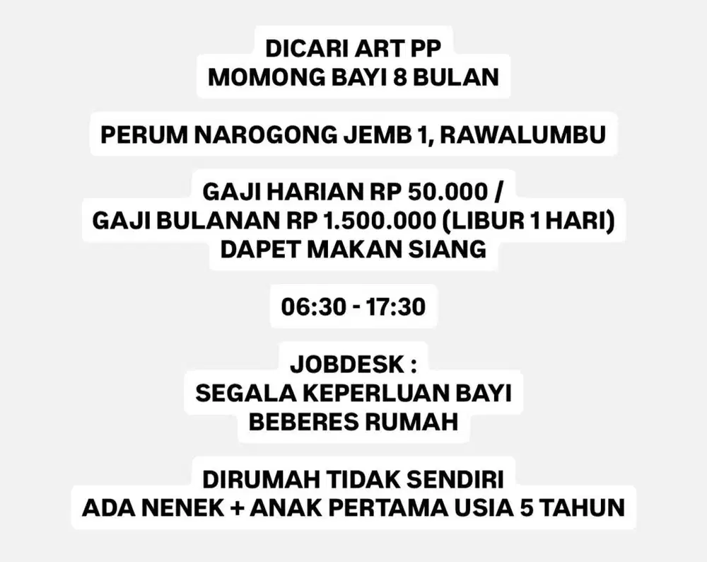 DICARI ART PP (MOMONG BAYI 8 BULAN)