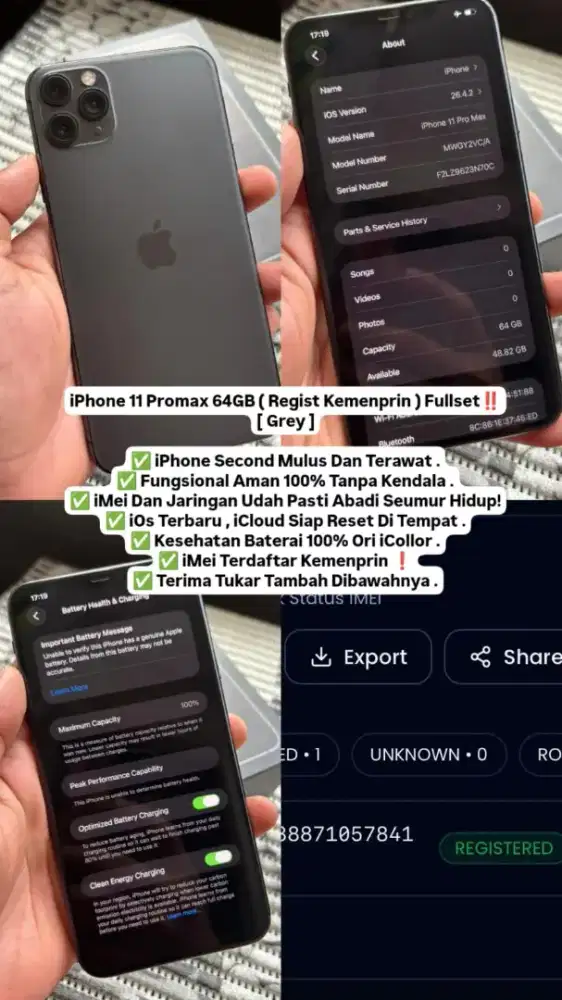 Iphone 11 Promax 64Gb Registed Kemenprin